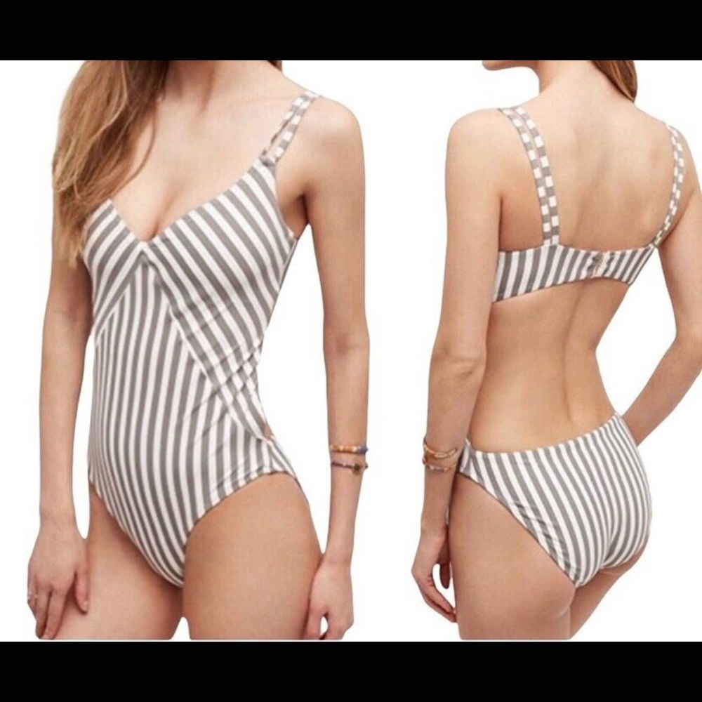 NWT CUPSHE Gray Stripe Monokini